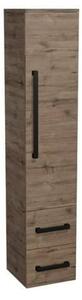 Koupelnová skříňka vysoká s černou úchytkou SAT Cube Way 35x163x33 cm dub Wellington mat CUBE3CV35DW