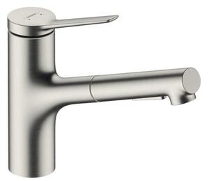 Dřezová baterie Hansgrohe Zesis s vytahovací sprškou, 2 proudy nerez 74803800