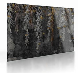 Skleněný obraz - Vrbové větvičky v černém pozadí (70x50 cm)