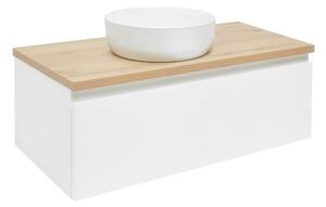 Koupelnová skříňka s krycí deskou SAT B-WAY 99x30x45 cm bílá lesk BWAY100WDOAK