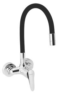 Dřezová baterie Novaservis Titania Iris New se silikonovým ramínkem 100 mm černá-chrom 94484,0C
