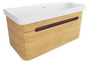 Koupelnová skříňka s umyvadlem SAT Fusion 97,5x43x45 cm dub medový mat SATFUSION100DMMW