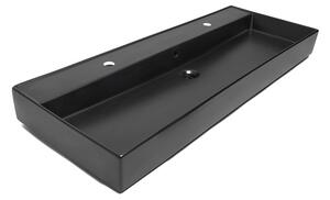 Umyvadlo SAT Infinitio 121,4x46,9 cm černá mat dva otvory pro baterii SATINF12046BKM