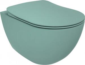 Creavit RIMOFF, nástěnná toaleta, barva: světle zelená (Nilgrün), bez obruby, antibakteriální, úsporná, moderní design