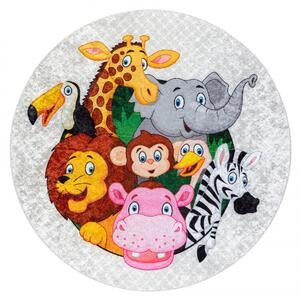 Dětský koberec JUNIOR 51595.801 zvířátka / Afrika kruh, šedý