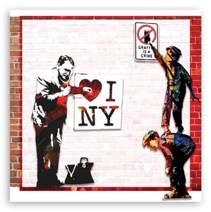 Obraz na plátně, Banksy a Love New York - 40x40 cm