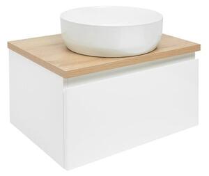 Koupelnová skříňka s krycí deskou SAT B-WAY 59x30x45 cm bílá lesk BWAY60WDOAK