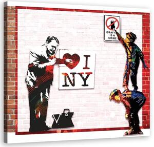 Obraz na plátně, Banksy a Love New York - 40x40 cm