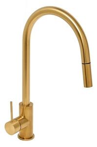 Dřezová baterie SAT Aurum s vytahovací sprškou, 2 proudy broušená zlatá SATBAUR286BG