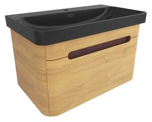 Koupelnová skříňka s umyvadlem SAT Fusion 77,5x43x45 cm dub medový mat SATFUSION80DMBKM