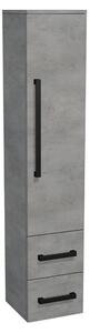 Koupelnová skříňka vysoká s černou úchytkou SAT Cube Way 35x163x33 cm beton mat CUBE3CV35BE