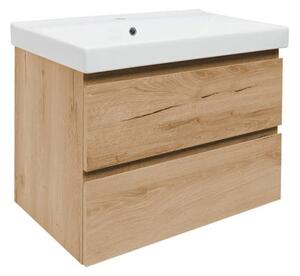 Koupelnová skříňka 2 zásuvková s umyvadlem SAT B-Way 79x50x45 cm dub mat BWAY280OAKU1BI