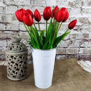 Umělé tulipány gumové (latexové) červené, 39 cm- svazek 5 ks