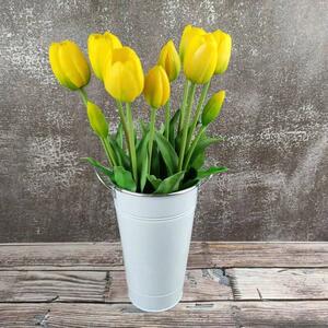 Umělé tulipány gumové (latexové) žluté, 39 cm- svazek 5 ks