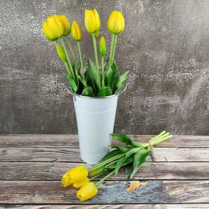 Umělé tulipány gumové (latexové) žluté, 39 cm- svazek 5 ks