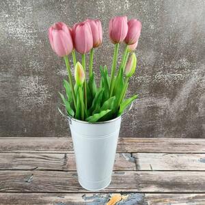 Umělé tulipány gumové (latexové) starorůžové, 39 cm- svazek 5 ks