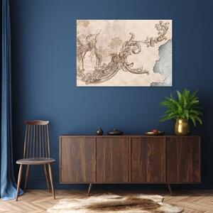 Obraz na plátně, Divoké ptáci a listy na orientální fresky - 60x40 cm