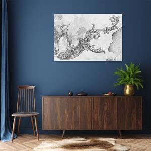 Obraz na plátně, Divoké ptáci a listy na orientální fresky - 100x70 cm