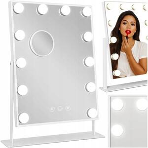 Kosmetické zrcadlo Hollywood LED, 12 světel, 3 režimy, USB, bílé