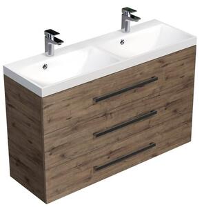 Koupelnová skříňka s dvojumyvadlem SAT Cube Way 120x76,5x40 cm dub wellington CUBE21203DW