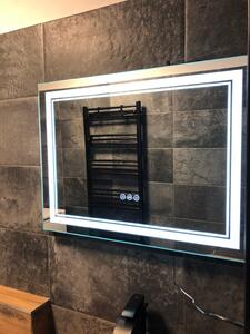LED zrcadlo Eros, 80 x 60 cm, s odmlžováním a s bezdotykovým senzorem - mávnutím ruky nebo příchodem blíže se zrcadlo rozsvítí