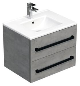 Koupelnová skříňka s černou úchytkou a umyvadlem SAT Cube Way 60x53x46 cm beton mat CUBE46C602BEMOD