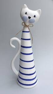 Kočka velká - modré proužky Keramika Andreas