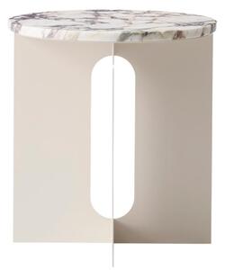 Bílý kovový odkládací stolek MENU ANDROGYNE 40 cm s mramorovou deskou