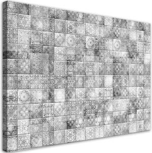 Obraz na plátně, Orientální mozaika na šedých dlaždicích - 100x70 cm
