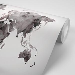 Tapeta polygonální mapa světa v černobílém