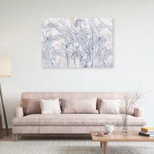 Obraz na plátně, Modré obrysy květin - 60x40 cm