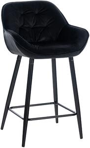 Barová židle Gibson ~ samet, kovové nohy černé - Černá