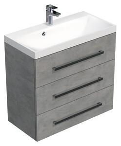 Koupelnová skříňka s umyvadlem SAT Cube Way 80x76,5x40 cm beton CUBE2803BE