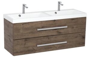 Koupelnová skříňka s dvojumyvadlem SAT Cube Way 120x40 cm dub wellington CUBE2120ZDW