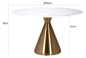 Bílý mramorový jídelní stůl Richmond Tenille 130 cm