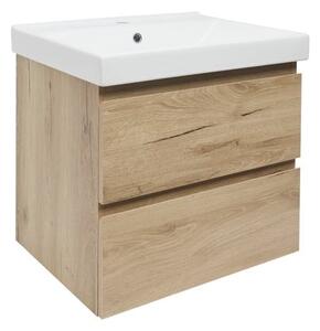 Koupelnová skříňka 2 zásuvková s umyvadlem SAT B-Way 59x50x45 cm dub mat BWAY260OAKU1