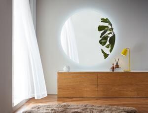 LED zrcadlo Thea II, průměr 80 cm, s odmlžováním a se 3-druhy světla s nastavitelnou citlivostí každého světla