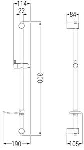 Mexen sprchová tyč DF 80 cm s miskou na mýdlo, bez baterie, bílá, 79382-20