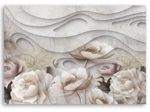 Obraz na plátně, Béžové květiny v květu - 60x40 cm