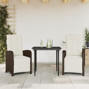 3dílný bistro set s poduškami hnědý polyratan 3212542