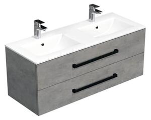 Koupelnová skříňka s černou úchytkou a umyvadlem SAT Cube Way 120x53x46 cm beton mat CUBE46C1202BEMOD
