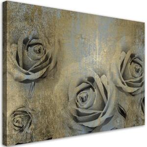 Obraz na plátně, Zlaté růže - 120x80 cm