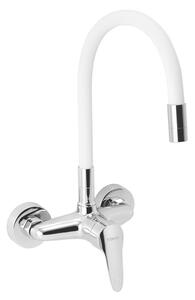 Dřezová baterie Novaservis Titania Iris New se silikonovým ramínkem 150 mm bílá-chrom 94480,0B