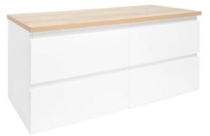 Koupelnová skříňka s krycí deskou SAT B-Way 119x50x45 cm bílá lesk BWAY2120WDOAK
