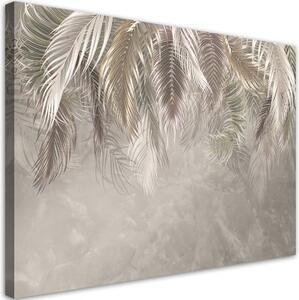 Obraz na plátně, Palmové listy na 3D betonu - 100x70 cm