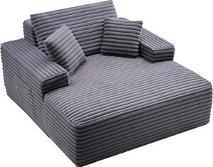 VEVOR chaise longue recliner 124 cm, čalouněná rozkládací pohovka s dekorativními polštáři a područkami, rozkládací pohovka s hlubokým sedákem do obývacího pokoje, ložnice, křeslo z vysoce elastické houby