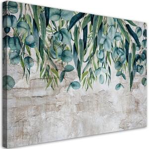Obraz na plátně, Zelené listy na konkrétním pozadí - 90x60 cm