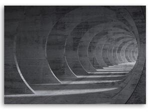 Obraz na plátně, Šedý 3D tunel - 120x80 cm
