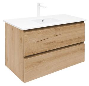 Koupelnová skříňka 2 zásuvková s umyvadlem SAT B-Way 99x50x45 cm dub mat BWAY2100OAKU4B2