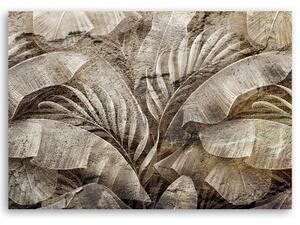 Obraz na plátně, Palmová džungle listy na imitaci betonu - 60x40 cm